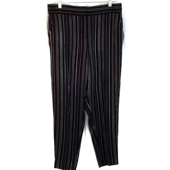 Ann Taylor Black Cream Striped Pants Sz 8 - Picture 1 of 9